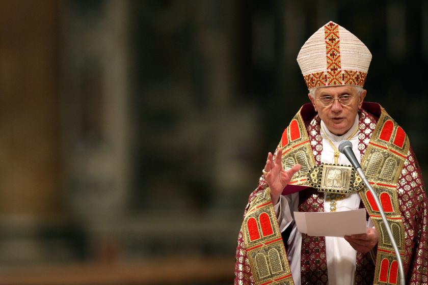 Pope Benedict XVI addresses a speech to the faithful during the celebration of the First Vespers on the occasion of the first week of Advent in Saint Peter's Basilica at the Vatican, 02 December 2006. The aggravating tensions between China and Vatican after the Bishop's ordination on Thursday was the third known case this year of violated Catholic Church law. The Vatican press office said in a document "The Pontiff learned the news with great sorrow, because the episcopal ordination was conferred without th