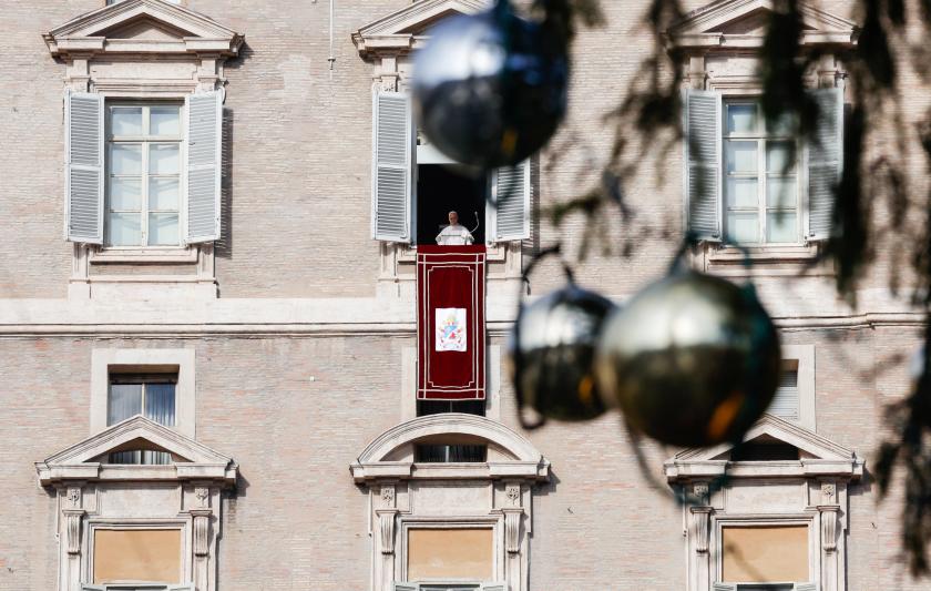 Pope Leo XIV leads his Angelus prayer from the window of his office overlooking Saint Peter's Square, Vatican City, 01 January 2026. EPA/GIUSEPPE LAMI