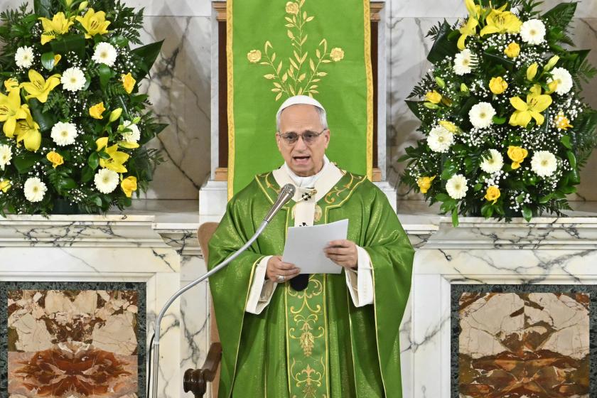 Pope Leo XIV leads a mass during a pastoral visit to the parish of “St. Mary Queen of Peace" at Ostia Lido, near Rome, on February 15, 2026. Andreas SOLARO / AFP