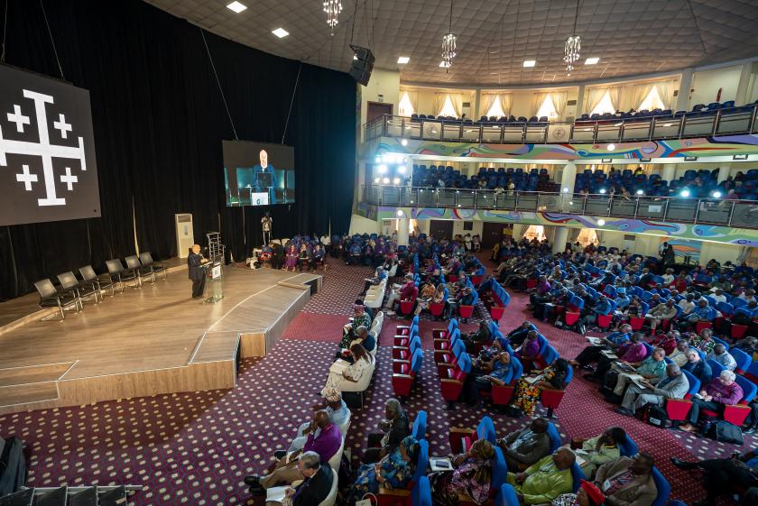 Bishop Ashley Null (L), Diocese of North Africa Province of Alexandria, Egypt, speaks during the 2026 GAFCON event in Abuja on March 5, 2026. Members of GAFCON (Global Anglican Future Conference), a conservative wing of the Anglican Church, announced the creation of a Global Anglican Council on March 5, 2026 in Abuja, in response to the appointment of British national Sarah Mullally as the first female Archbishop of Canterbury.  Light Oriye Tamunotonye / AFP