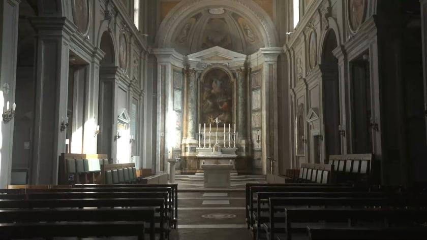 Interieur van de Friezenkerk in Rome