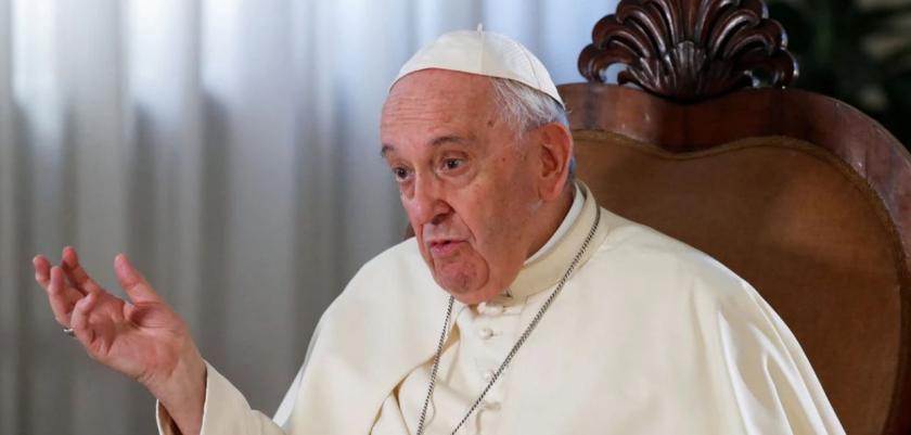 Pope Francis speaks during an exclusive interview with Reuters, at the Vatican, July 2, 2022. Pope Francis speaks during an exclusive interview with Reuters, at the Vatican, July 2, 2022. REUTERS/Remo Casilli