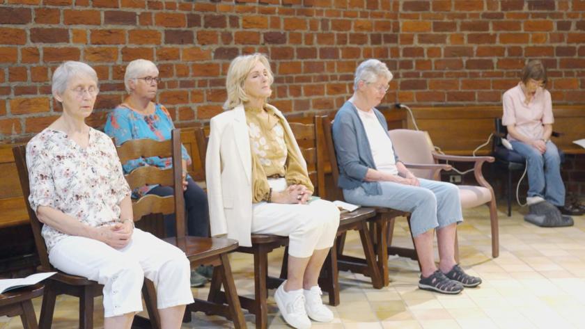 Tijdens de viering in de kapel