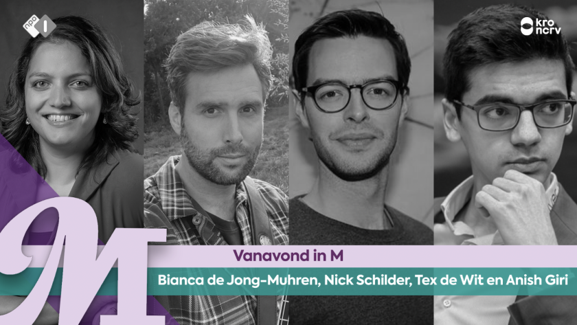 Bianca de Jong-Muhren, Nick Schilder, Tex de Wit en Anish Giri Bianca de Jong-Muhren, Nick Schilder, Tex de Wit en Anish Giri