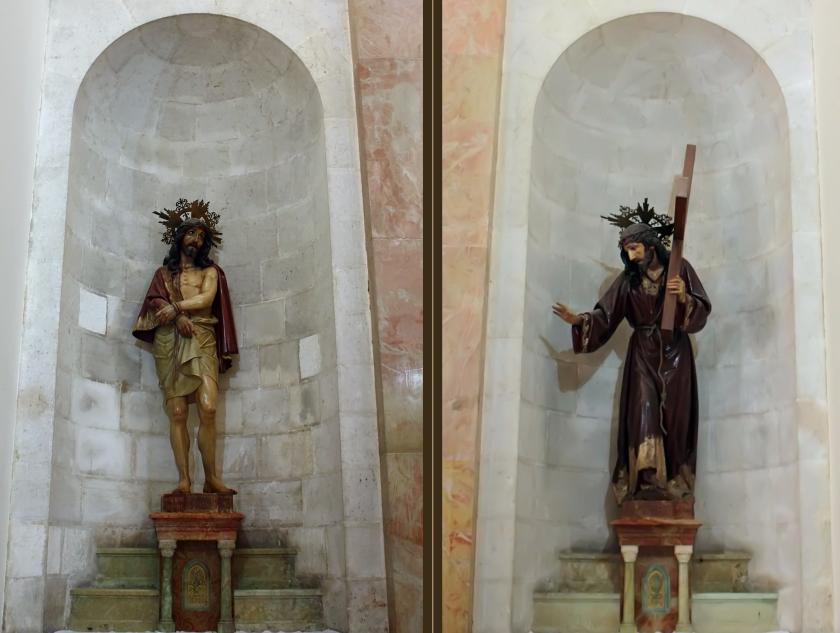 Sculptures depicting Jesus' condemnation & the Imposition of the Cross. Sculptures depicting Jesus' condemnation & the Imposition of the Cross.