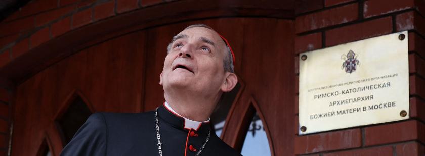 Italian Cardinal Matteo Zuppi, Pope Francis' Ukraine peace envoy, arrives for a mass at the Cathedral of the Immaculate Conception of the Holy Virgin Mary in Moscow on June 29, 2023. Olesya KURPYAYEVA / AFP Italian Cardinal Matteo Zuppi, Pope Francis' Ukraine peace envoy, arrives for a mass at the Cathedral of the Immaculate Conception of the Holy Virgin Mary in Moscow on June 29, 2023. Olesya KURPYAYEVA / AFP