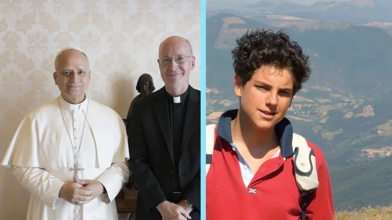 paus en man in bergen