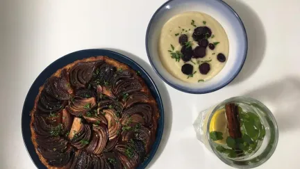 Wortelsoepje met hartige tarte-tatin