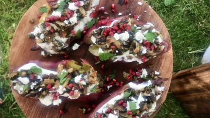 Gepofte zoete aardappel met tapenade