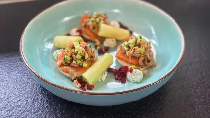 Blini met gerookte zalm