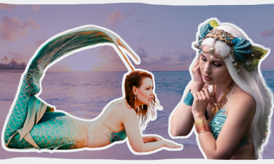 Thuis is Marijke mens, maar in het water zeemeermin (en daar heeft ze haar baan van gemaakt) 