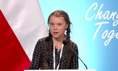 Greta Thunberg spreekt op de klimaattop in Katowice.