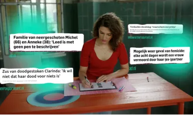 vrouw schrijft op een papier