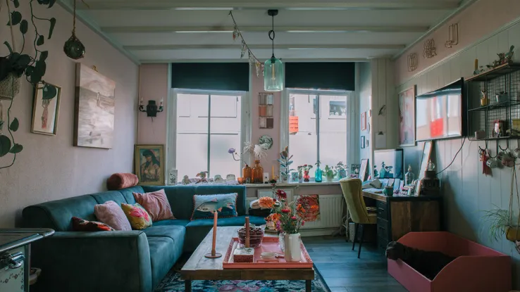 Roze retro huis Schoonhoven interieur Roze retro huis Schoonhoven