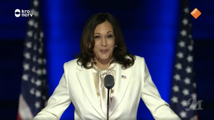 Kamala Harris tijdens speech Kamala Harris tijdens speech
