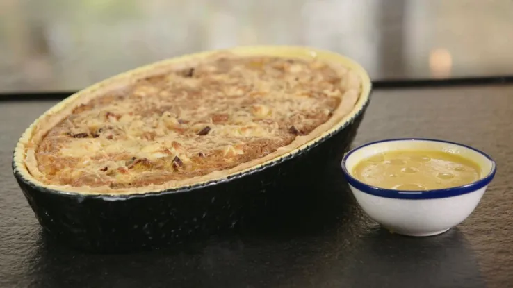 Winterse quiche met feta, pompoen en chorizo Winterse quiche met feta, pompoen en chorizo